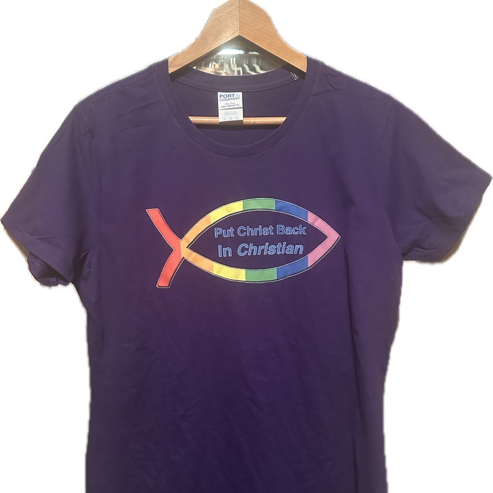 Purple Jesus Fish T-Shirt